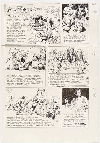 John Cullen Murphy ''Prince Valiant'' Sunday Comic Strip Original Artwork -- #3384 Dated 16 December 2001