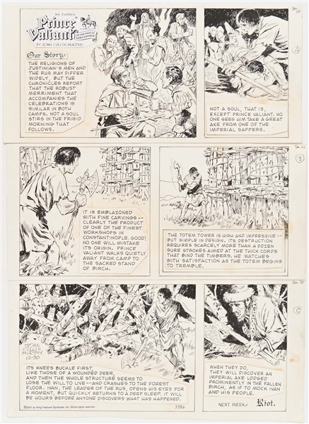 John Cullen Murphy ''Prince Valiant'' Sunday Comic Strip Original Artwork -- #3386 Dated 30 December 2001