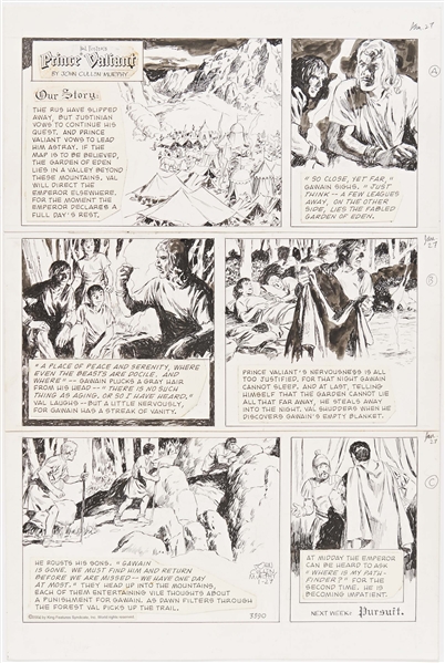 John Cullen Murphy ''Prince Valiant'' Sunday Comic Strip Original Artwork -- #3390 Dated 27 January 2002