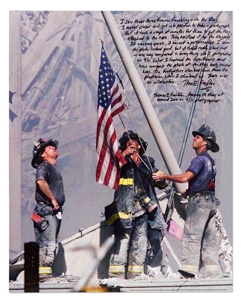 Thomas E. Franklin, 9/11 Photographer of ''Raising the Flag at Ground Zero'', Signed 16'' x 20'' Photo with His Handwritten Essay About 9/11