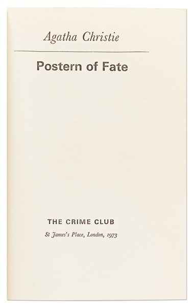 Agatha Christie First Edition of ''Postern of Fate''