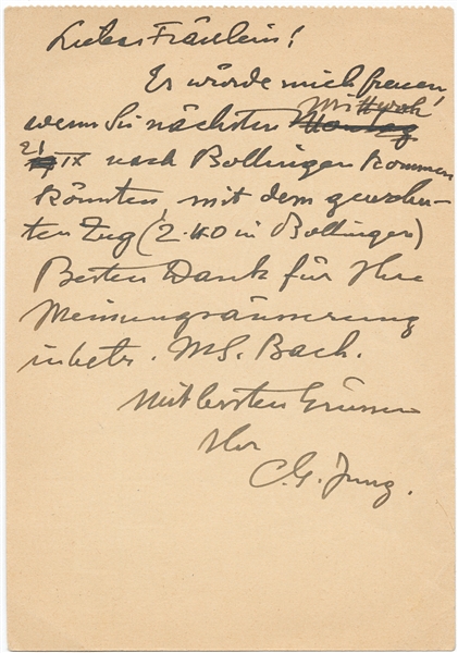 Carl Jung Autograph Postcard Signed