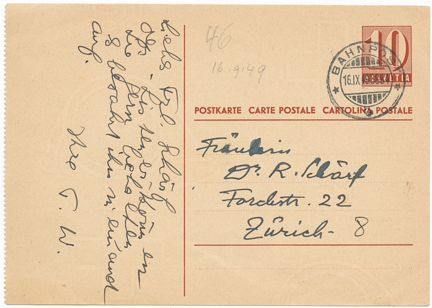Carl Jung Autograph Postcard Signed