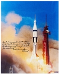 Walter Cunningham Signed 16 x 20 Photo of the Apollo 7 Liftoff -- ...Apollo 7 was our first step to the moon...