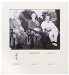 Large Display of the WWII Cairo Conference, Signed by Chiang Kai-Shek, Franklin D. Roosevelt and Winston Churchill -- Measures 25.5 x 27.75 -- With PSA/DNA COAs