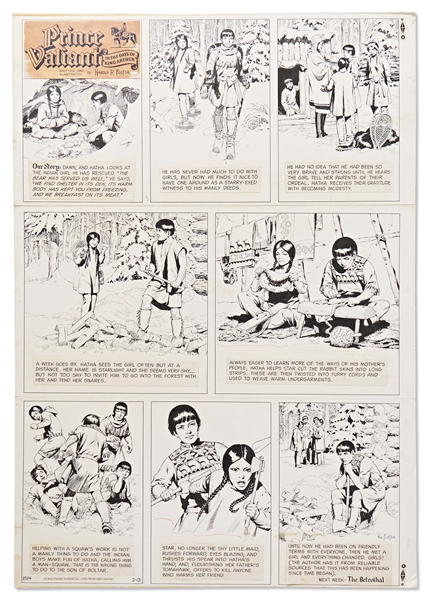 Hal Foster ''Prince Valiant'' Sunday Comic Strip Original Artwork -- #1514 Dated 13 February 1966