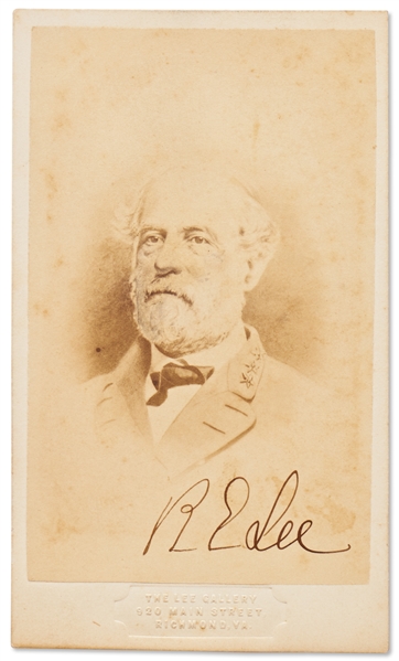 Scarce Robert E. Lee Signed CDV Photo in His General's Uniform -- With Bold, Clear Signature