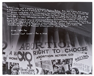 Linda Coffee Handwritten & Signed Statement on a 20 x 16 Photo -- Coffee Was Co-Counsel for the Supreme Court Case Roe v. Wade, Giving American Women the Right to an Abortion in 1973