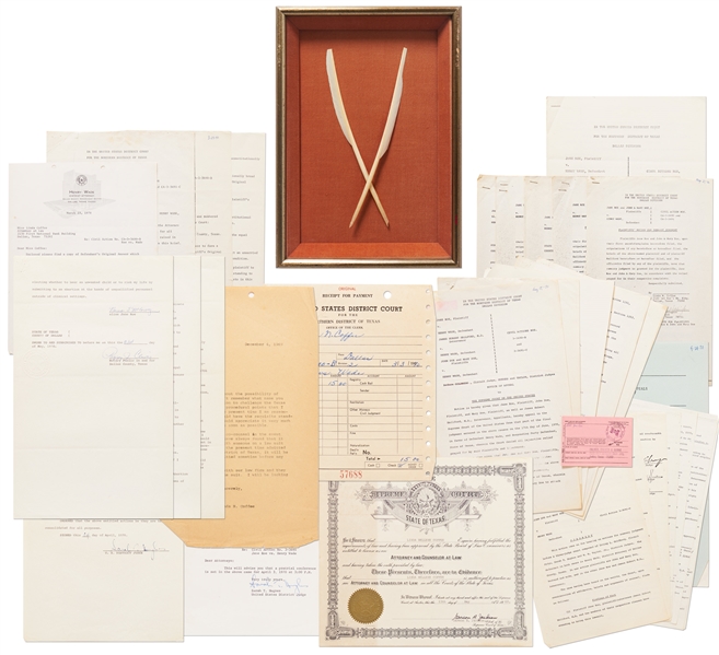 Linda Coffees Roe v. Wade Archive -- Includes Affidavit Signed by Norma McCorvey aka "Jane Roe", Quill Pens Given to Coffee for Arguing Roe v. Wade Before the Supreme Court, Case Documents & More
