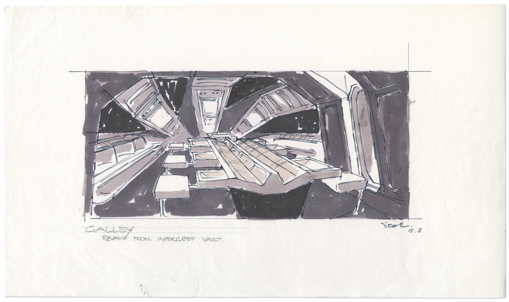 Early Concept Art for Alien, Done in 1977 -- Showing the Hypersleep Vault of the Nostromo Spaceship