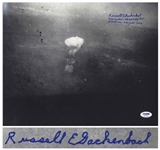 Russell Gackenbach Signed 14 x 11 Photo of the Hiroshima Bombing -- Gackenbach Was Navigator of the Photographic Plan Necessary Evil, and Took This Famous Hiroshima Photo -- With PSA/DNA COA