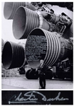 Charlie Duke Signed 16 x 20 Photo of Wernher von Braun Standing Next to the Apollo Saturn V Rocket -- ...he had more corporate knowledge of rocketry than any person alive at the time...