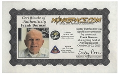 Frank Borman Signed 16'' x 20'' Photo of the Moon Rise from Gemini 7, With His Famous Christmas Message Penned: ''Good night, Merry Christmas and God Bless all on Earth / Frank Borman / Gemini VII''