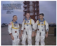 Apollo 16 Moonwalker Charlie Duke Signed 20'' x 16'' Photo of the Apollo 1 Crew -- Duke Served on the Post-Fire Team to Improve Safety for the Apollo Astronauts