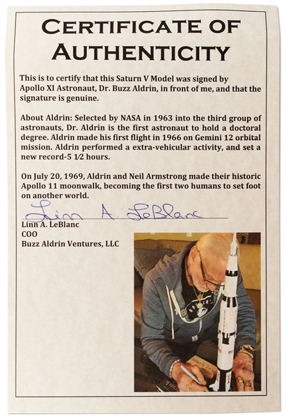 Buzz Aldrin Signed Apollo Saturn V Rocket Model