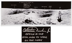 Charlie Duke Signed 35 Panoramic Photo of the Lunar Surface During the Apollo 16 Mission
