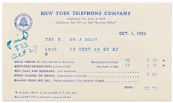 Bill to James Dean from New York Telephone
