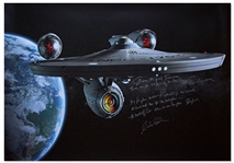 William Shatner Signed Star Trek Photo Measuring 33 x 47 -- Shatner Writes the Famous Title Sequence Introduction: Space the Final Frontier...William Shatner / Capt. Kirk / Star Trek