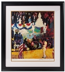 LeRoy Neiman Signed Print of The Presidents Birthday Party -- Depicting Marilyn Monroes Famous Serenade of Happy Birthday to You for JFK