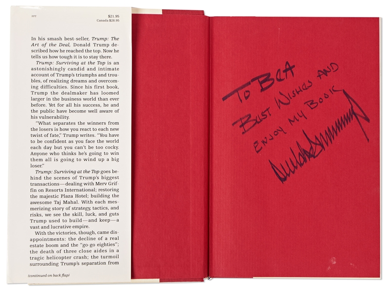 Donald Trump Signed First Edition of His Book ''Surviving at the Top'' -- With PSA/DNA COA
