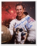 James Lovell Signed 8 x 10 White Spacesuit Photo -- Houston, we have a problem