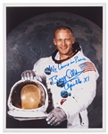 Buzz Aldrin Signed We Came in Peace 8 x 10 NASA <br>White Spacesuit Photo