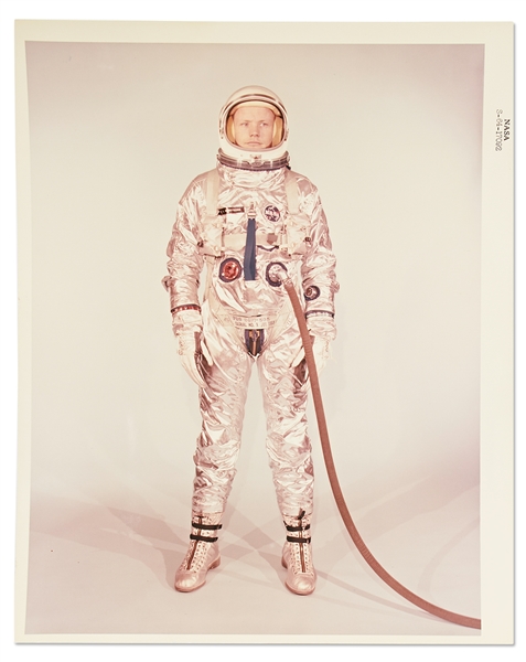 Black Number Photo of Neil Armstrong in His Gemini Spacesuit -- Printed on ''A Kodak Paper''