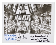 Moonraker 8 x 10 Photo Signed by Roger Moore, Richard Jaws Kiel, and Michael Drax Lonsdale