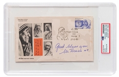 Mother Teresa Signed First Day Cover -- With PSA/DNA Encapsulation
