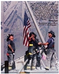 9/11 Photographer Thomas Franklin Signed 16 x 20 Photo of Raising the Flag at Ground Zero