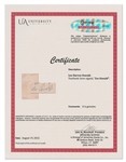 John F. Kennedy & Lee Harvey Oswald Signatures, Displayed with a Fabric Swatch from JFK's Limousine & Type III Photo of the Zapruder Film -- With University Archives & PSA/DNA COAs