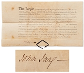 John Jay Document Signed as Governor of New York -- Jay Appoints a Coroner
