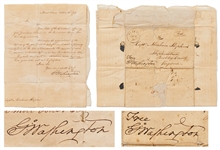 George Washington Letter Signed & Free Frank Signed, with Exceptionally Bold Signatures on Both -- With University Archives COAs for Both Signatures -- Plus James Monroe Signed Land Grant