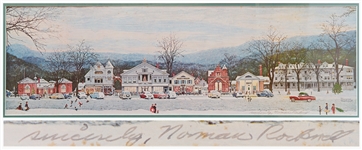 Norman Rockwell Signed Print of His Beloved Piece Stockbridge Main Street at Christmas