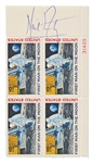 Neil Armstrong Signed Block of C76 First Man on the Moon Stamps -- With Zarelli COA