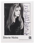Stevie Nicks Signed 8 x 10 Photo, with Nicks Penning Part of the Lyrics to The Doors Break On Through (To the Other Side) -- With Epperson COA