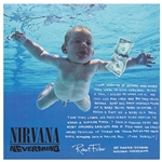 Nirvanas Nevermind LP Record Album, with a Signed Description by Art Director Robert Fisher Regarding the Famous Cover Artwork