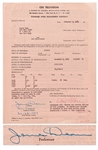 James Dean Signed Contract from 1954 for the TV Show Danger -- Dean Also Handwrites His Social Security & Telephone Numbers
