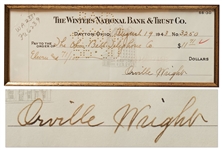 Orville Wright Holograph Check Signed