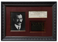 Orville Wright Holograph Check Signed