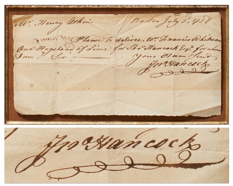 Early John Hancock Autograph Document Signed from 1758