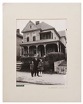 Large 14 x 11 Photograph of Martin Luther King, Jr. and Two of His Children in Front of His Childhood Home