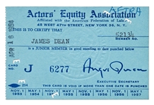 James Deans Actors Equity Association Card from 1954