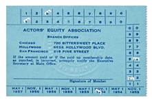 James Dean's Actor's Equity Association Card from 1954