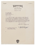 Letter from Warner Brothers to James Dean Regarding Filming His Second Movie