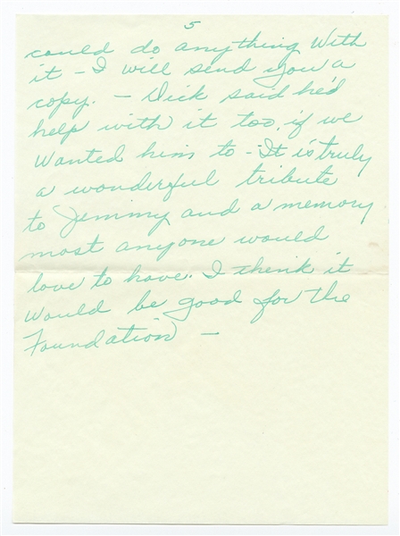 Letter from James Dean's Stepmother After His Death