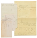 Jane Deacys Handwritten Notes on the James Deans Multi-Film Contract with Warner Bros. -- Includes Notes about East of Eden, Script Approval, Etc. & Questions About the Deal