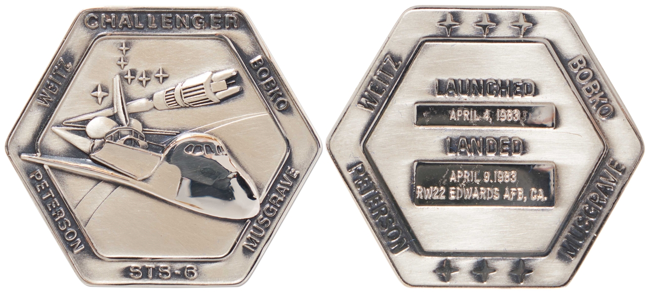 Flown Robbins Medallion from STS-6, the First Flight of Space Shuttle Challenger -- From the Personal Collection of STS-6 Astronaut Story Musgrave and With His LOA