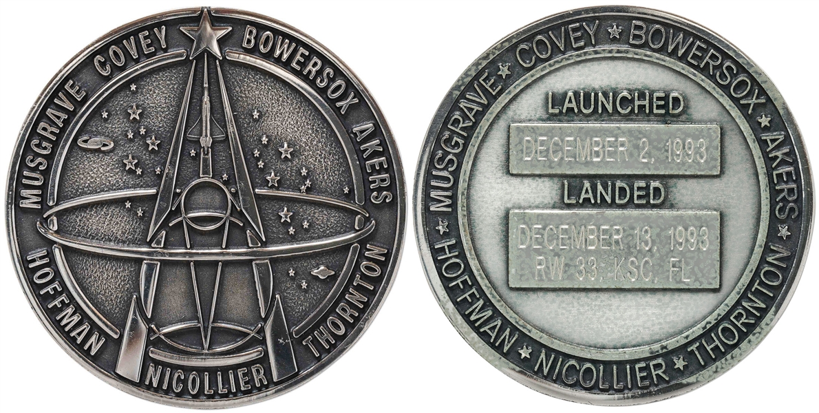 Flown Robbins Medallion from STS-61 Space Shuttle Endeavour -- From the Personal Collection of STS-61 Astronaut Story Musgrave and With His LOA