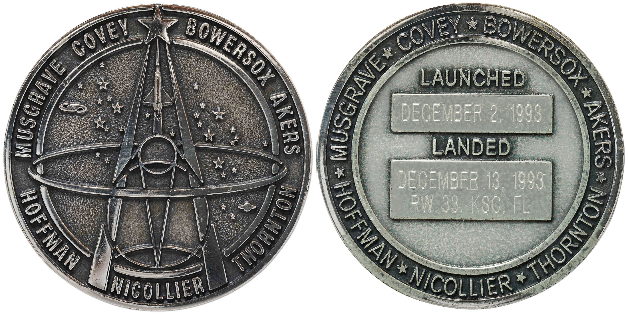 Lot Detail - Flown Robbins Medallion from STS-61 Space Shuttle ...